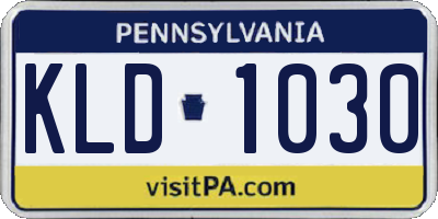 PA license plate KLD1030