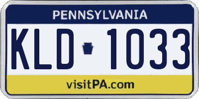 PA license plate KLD1033