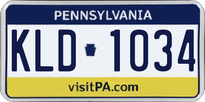 PA license plate KLD1034