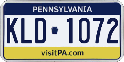 PA license plate KLD1072