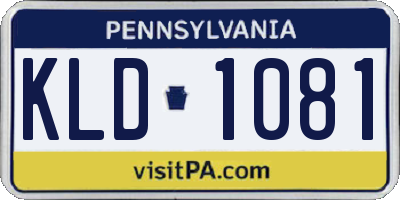 PA license plate KLD1081