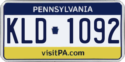 PA license plate KLD1092