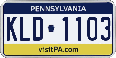 PA license plate KLD1103