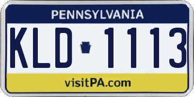 PA license plate KLD1113