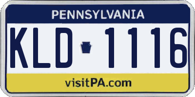 PA license plate KLD1116
