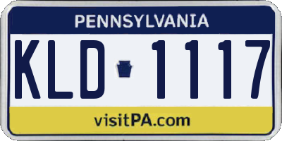 PA license plate KLD1117