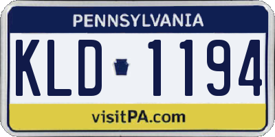 PA license plate KLD1194