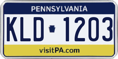 PA license plate KLD1203