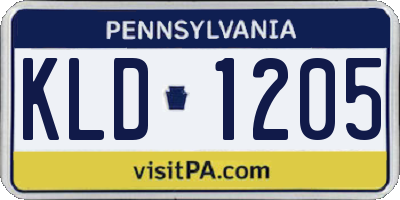 PA license plate KLD1205