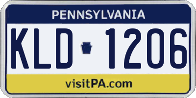 PA license plate KLD1206
