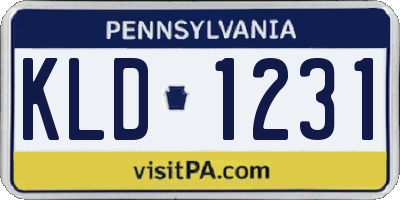 PA license plate KLD1231