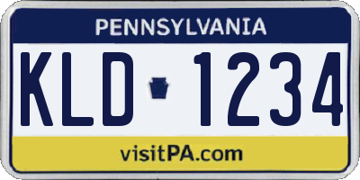 PA license plate KLD1234