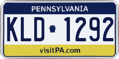 PA license plate KLD1292