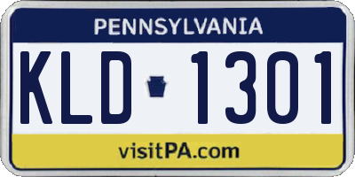 PA license plate KLD1301