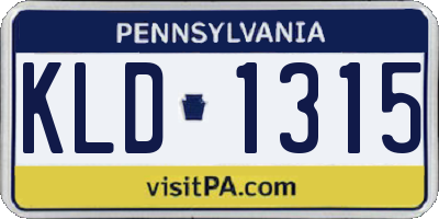 PA license plate KLD1315