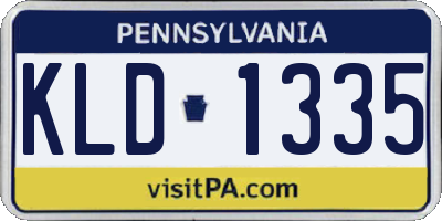 PA license plate KLD1335