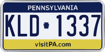 PA license plate KLD1337