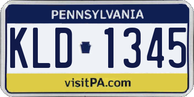 PA license plate KLD1345