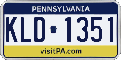 PA license plate KLD1351