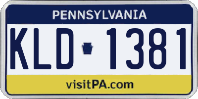 PA license plate KLD1381
