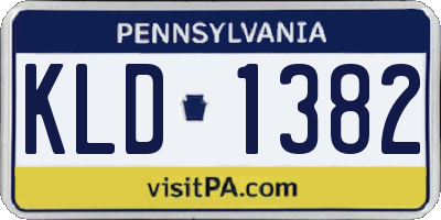 PA license plate KLD1382