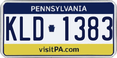 PA license plate KLD1383
