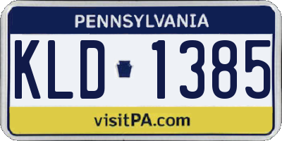 PA license plate KLD1385