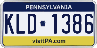 PA license plate KLD1386