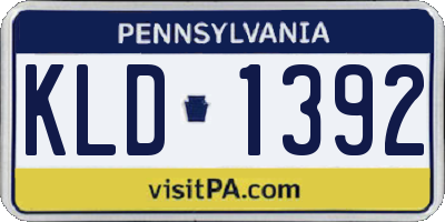 PA license plate KLD1392