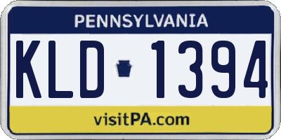 PA license plate KLD1394