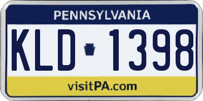 PA license plate KLD1398