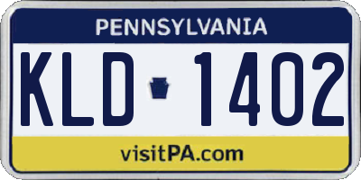 PA license plate KLD1402