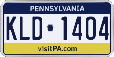PA license plate KLD1404