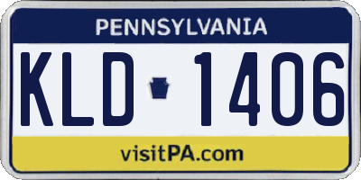 PA license plate KLD1406