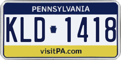 PA license plate KLD1418