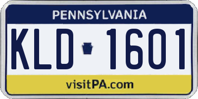 PA license plate KLD1601
