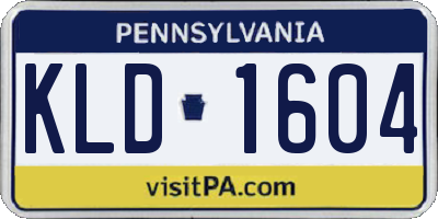 PA license plate KLD1604
