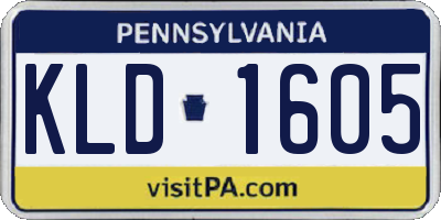 PA license plate KLD1605