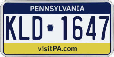 PA license plate KLD1647