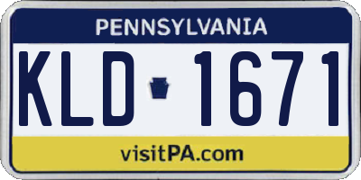 PA license plate KLD1671