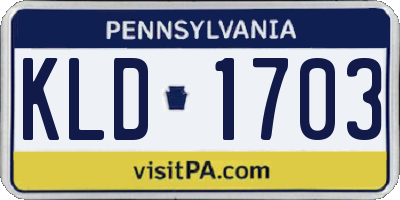 PA license plate KLD1703