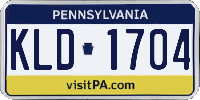 PA license plate KLD1704