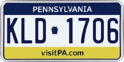 PA license plate KLD1706