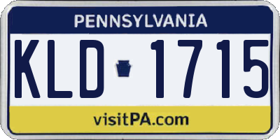 PA license plate KLD1715