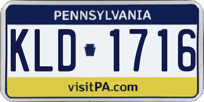 PA license plate KLD1716