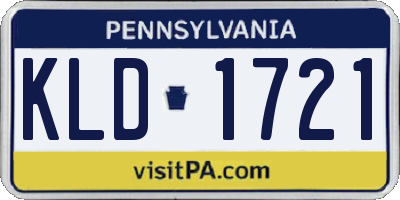 PA license plate KLD1721