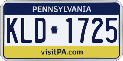 PA license plate KLD1725