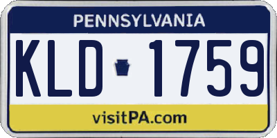 PA license plate KLD1759