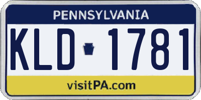 PA license plate KLD1781