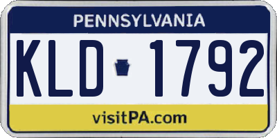PA license plate KLD1792